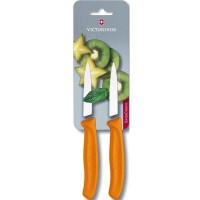 Набор ножей кухонных Victorinox SwissClassic, 8см, серрейтор, 2шт. блистер, оранжевые