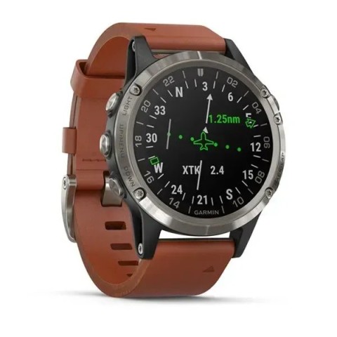 Смарт-часы Garmin D2 Delta с коричневым кожаным ремешком для авиаторов