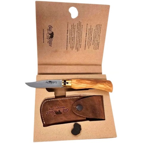 Ніж Old Bear Gift Box - Classic M, sheath in leather, olive