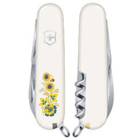 Ніж Victorinox Spartan Ukraine 91мм,12функ,біл ,Квіти