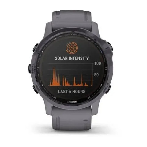 Смарт-часы Garmin fenix 6S Pro Solar Edition аметистово-стальные с серым замшевым ремешком