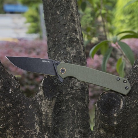 Ніж складаний туристичний Ruike P801-J, (8.6 см) 14C28N /  G10 помаранчевий