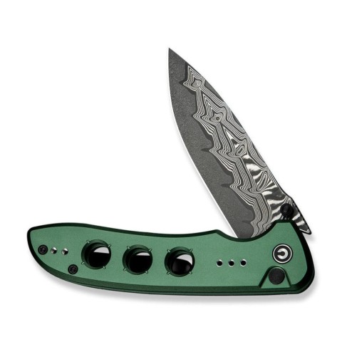 Ніж складаний туристичний Civivi Hyperpulse, (8.9 см) Damascus / Aluminum темно-зелений