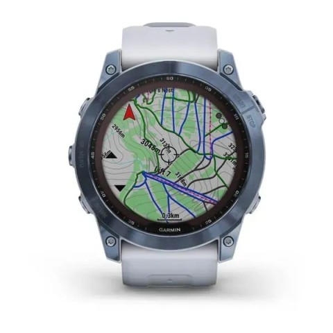 Смарт-годинник Garmin fenix 7X Sapphire Solar мінерально-синій титановий DLC з ремінцем кольору білого каменю