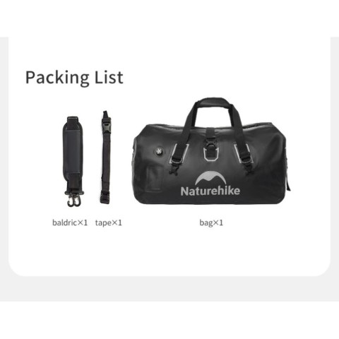 Водонепроникна дорожня сумка Naturehike CNK2450XB015, 90 л, чорна