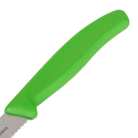 Кухонний ніж Victorinox SwissClassic Tomato&Sausage лезо 11см хвил. з зел. ручкою 2шт (блістер)