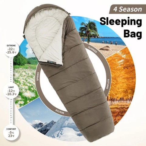 Спальник з капюшоном Naturehike MJ600 CNK2300SD014, коричневий