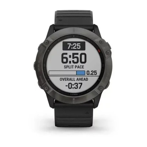 Смарт-часы Garmin fenix 6X Sapphire Edition серые DLC с черным ремешком