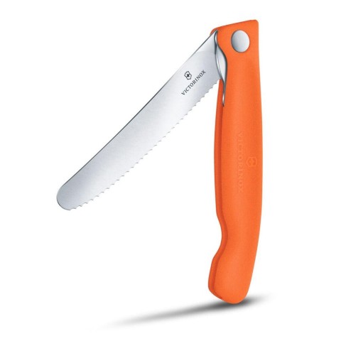 Нож кухонный складной Victorinox SwissClassic 11 см, серрейтор, скругленный, оранжевый