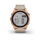 Смарт-годинник Garmin fenix 7S Sapphire Solar рожево-золотистий титановий зі шкіряним ремінцем кольору вапняка