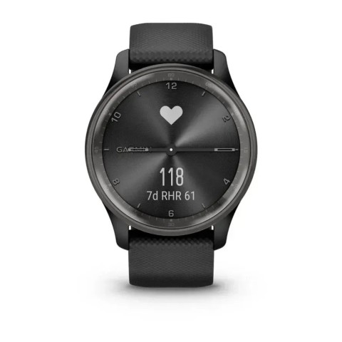 Смарт-часы Garmin vivomove Trend с грифельным стальным безелем, черными корпусом и ремешком