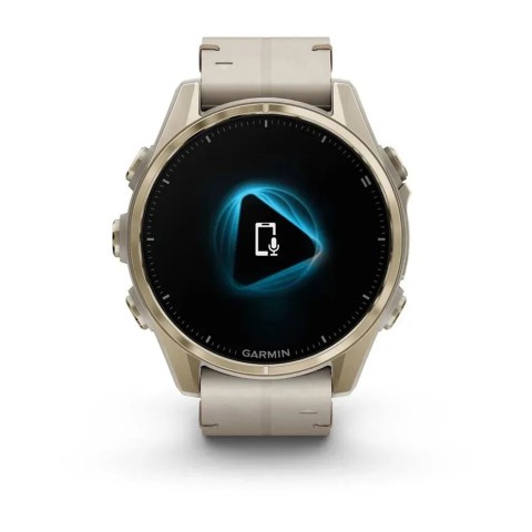 Смарт-часы Garmin fenix 8 AMOLED (43 мм) Sapphire золотистий/известняково-серый кожаный ремешок эксклюзив