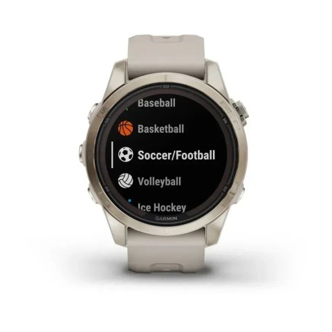 Смарт-годинник Garmin fenix 7S Pro Sapphire Solar Edition ніжно-золотистий зі світло-пісочним ремінцем