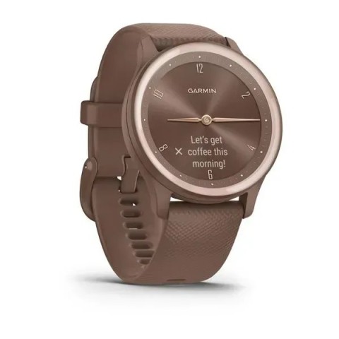 Смарт-часы Garmin vivomove Sport цвета какао с силиконовым ремешком и персиково-золотистыми вставками