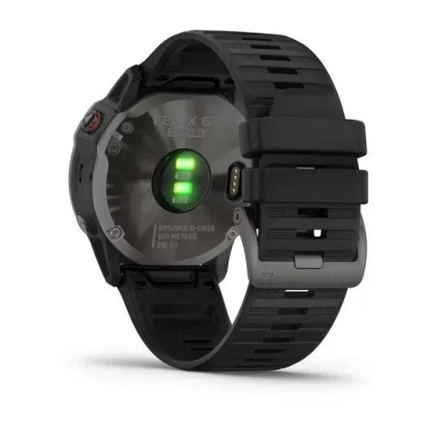 Смарт-часы Garmin fenix 6X Sapphire Edition серые DLC с черным ремешком
