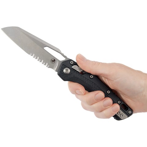 Нож Microtech MSI Stonewash PS, полусеррейтор, ц:black