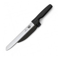 Кухонний ніж Victorinox DUX лезо 21см хвил. з направляючою з чорн. ручкою