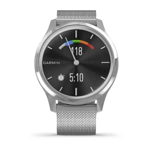 Смарт-годинник Garmin vivomove Luxe зі сріблястими корпусом та ремінцем