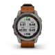 Смарт-часы Garmin fenix 7 Sapphire Solar титановые с каштановым кожаным ремешком