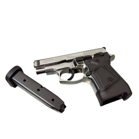 Пістолет стартовый Stalker 914 UK Shiny Chrome Black Grips