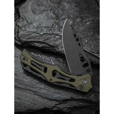 Ніж складаний туристичний Civivi Biophase, (8.9 см) Nitro-V / Aluminum & G10 чорно-зелений