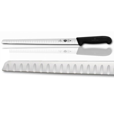 Кухонний ніж Victorinox Fibrox Salmon Flex лезо 30см ріфл. з чорн. ручкою