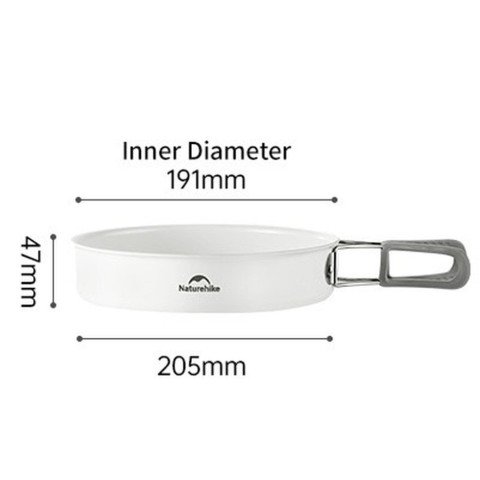 Сковорідка зі складаною ручкою Naturehike CNK2450CF013, 17,5 см, алюміній, біла