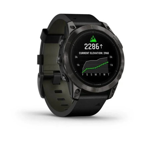 Смарт-годинник Garmin epix Pro Gen 2 Sapphire Edition (47мм) карбоново-сірий титановий DLC з чорним шкіряним ремінцем