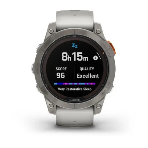 Смарт-годинник Garmin fenix 7 Pro Sapphire Solar Edition титановий з туманно-сірим/темно-помаранчевим ремінцем