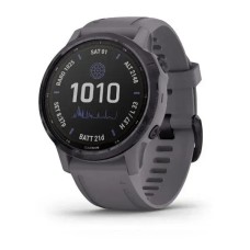 Смарт-часы Garmin fenix 6S Pro Solar Edition аметистово-стальные с серым замшевым ремешком