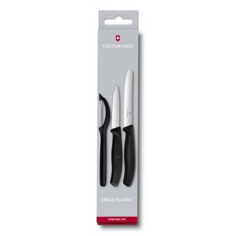 Набір кухонний Victorinox SwissClassic Paring Set 3шт з чорн. ручкою (2 ножа, овочечистка) у подар.упак.