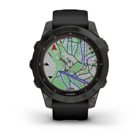Смарт-часы Garmin fenix 7 Sapphire Solar карбоново-серые титановые DLC с черным ремешком