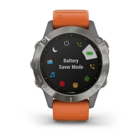 Смарт-часы Garmin fenix 6 Pro Sapphire титановые с темно-оранжевым ремешком