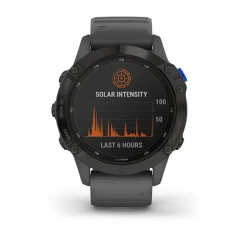 Смарт-часы Garmin fenix 6 Pro Solar Edition черные с серым ремешком