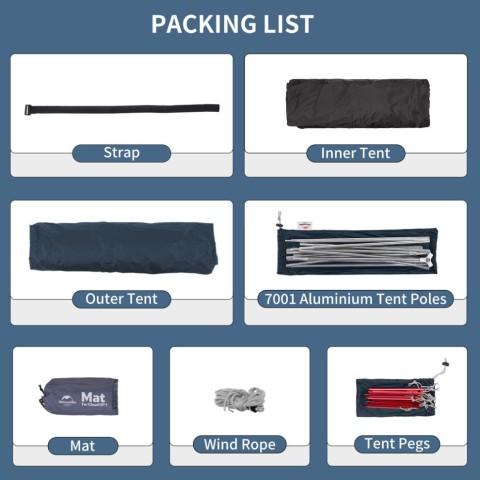 Намет надлегкий тримісний з футпринтом Naturehike Cloud Up 3 UL NH18T030-T-T, 20D, темно-синій