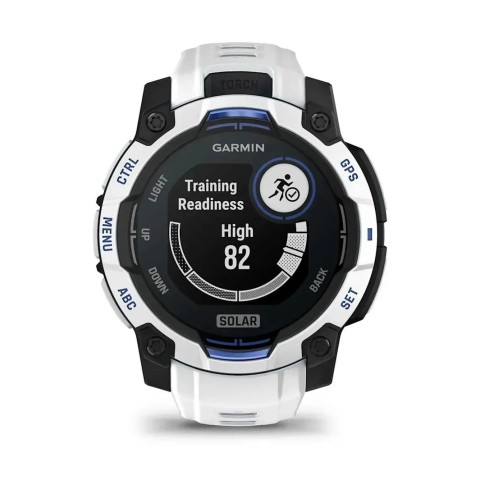 Смарт-годинник Garmin Instinct 3 (45 мм) Solar білий камінь/білий/синя блискавка