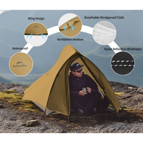 Намет надлегкий двомісний Naturehike Cloud Up Pro CNK2350WS020, коричневий