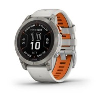 Смарт-часы Garmin fenix 7 Pro Sapphire Solar Edition титановые с туманно-серым/темно-оранжевым ремешком