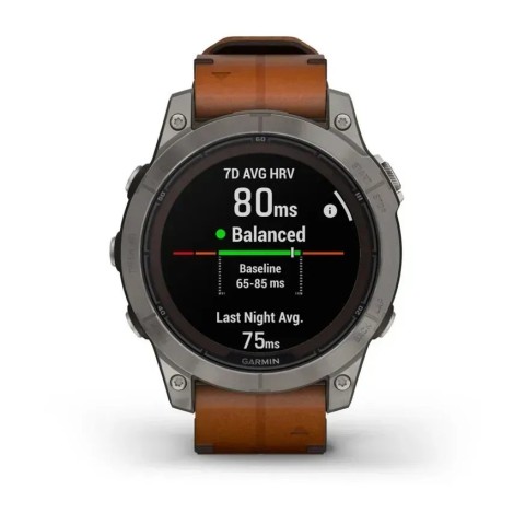 Смарт-часы Garmin fenix 7 Pro Sapphire Solar Edition титановые с каштановым кожаным ремешком