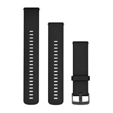 Быстросменные ремешки для смарт-часов Garmin (22 мм) силиконовые, черные с фурнитурой грифельного цвета