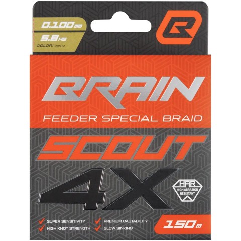 Шнур Brain Scout 4X 150m (camo) 0.100mm 5.8kg