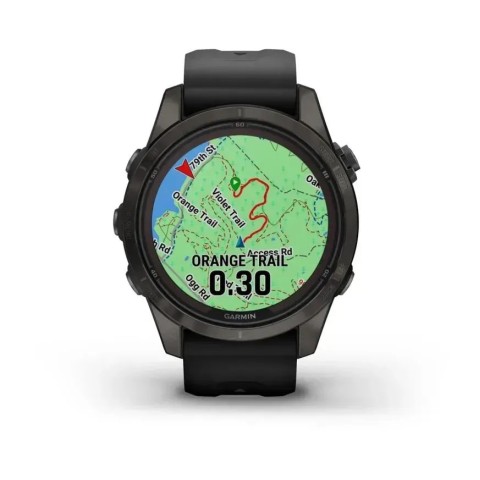 Смарт-годинник Garmin fenix 7S Pro Sapphire Solar Edition карбоново-сірий титановий DLC з чорним ремінцем
