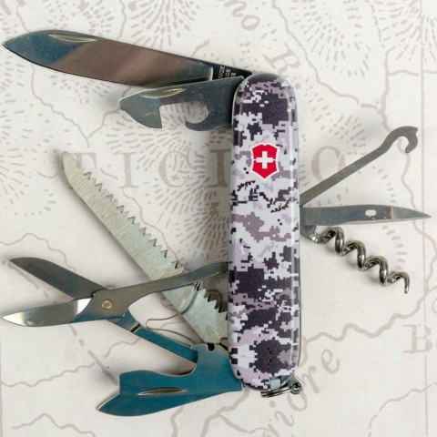 Складаний ніж Victorinox HUNTSMAN ARMY Піксель синій з черв. Лого 1.3713.3.W3943p