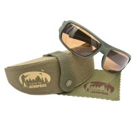 210317 Футляр з cонцезахисними окулярами (суцільна лінза, оправа кольору хакі) та мікрофіброю ОФА-3#