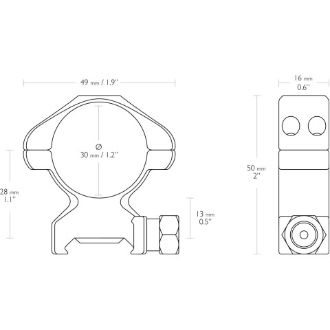 Кольца Hawke Precision Steel 30 мм High. Сталь. Weaver