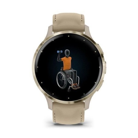 Спортивний годинник Garmin Venu 3S French Gray Soft Gold з шкіряним ремінцем 010-02785-55