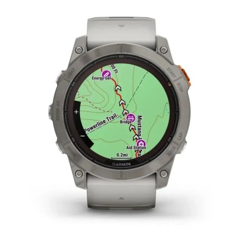 Смарт-годинник Garmin fenix 7X Pro Sapphire Solar Edition титановий з туманно-сірим/темно-помаранчевим ремінцем