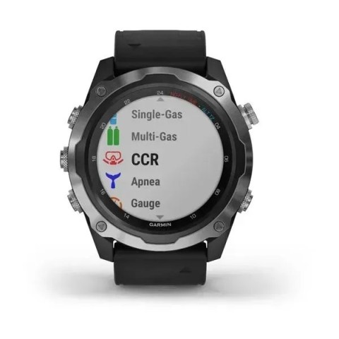 Смарт-годинник Garmin Descent Mk2 з нержавіючої сталі з чорним ремінцем