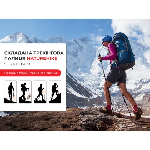 Трекінгова палиця Naturehike ST10 NH19S010-T, 130 см, блакитний