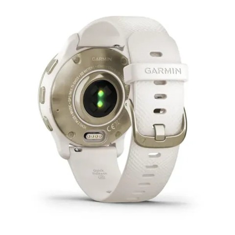 Смарт-годинник Garmin Venu 2 Plus айворі з кремово-золотистим безелем і силіконовим ремінцем